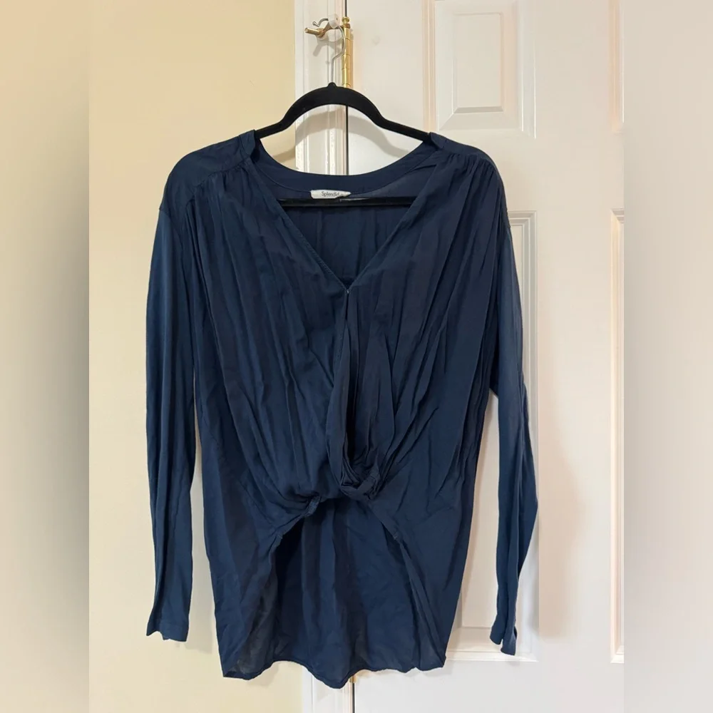 Splendid Deep Blue Twist Front Blouse - Picture 1 of 5